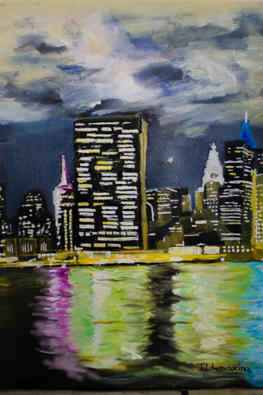 Reflexos da Cidade que nunca dorme Painting titled "Reflexos da Cidade…" by Ildemarina Rodrigo, Original Artwork, Acrylic