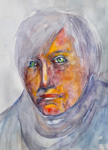 绘画 标题为“Woman with grey hair” 由Alexey Zhucovsky, 原创艺术品, 水彩
