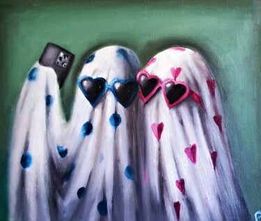Painting titled "Due fantasmi innamo…" by Carla Gagliano, Original Artwork, Oil
