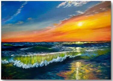 Painting titled "Golden Kiss of Suns…" by Lara Wasiljewa, Original Artwork, Oil