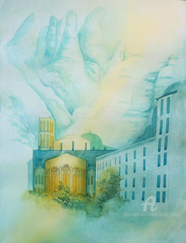 Painting titled "" Lumière sur Monts…" by Solveig Gnéma-Richard, Original Artwork, Watercolor