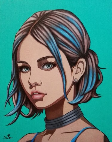 绘画 标题为“Portrait pop art fo…” 由Steivan Loundou, 原创艺术品, 油 安装在木质担架架上