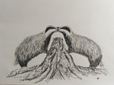 Tekening getiteld "Blaireau or not bla…" door Véronique Lenfant, Origineel Kunstwerk, Houtskool