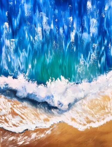Peinture intitulée "Breaking Waves" par Inna Kuriakina, Œuvre d'art originale, Huile Monté sur Châssis en bois