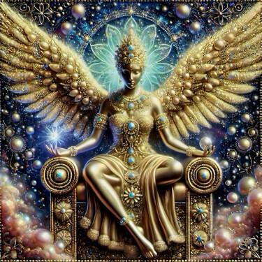 数字艺术 标题为“Divine Connection” 由Davina Dugnas, 原创艺术品, 2D数字工作 安装在木质担架架上