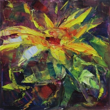 绘画 标题为“Rudbeckias III” 由Marta Lipowska, 原创艺术品, 油 安装在木质担架架上
