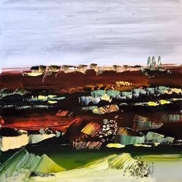 Painting titled "Paysage à l'air lib…" by Muriel Cayet, Original Artwork, Acrylic Mounted on Wood Stretcher frame