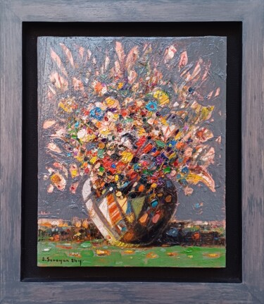 Abstract Bouquet 绘画 标题为“Abstract Bouquet” 由Aram Sevoyan, 原创艺术品, 油 安装在木质担架架上