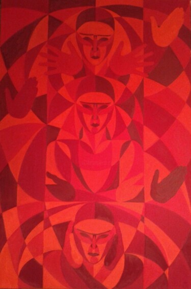 Malerei mit dem Titel "PUT YOUR HANDS ON" von Edith Stütz, Original-Kunstwerk, Öl Auf Keilrahmen aus Holz montiert