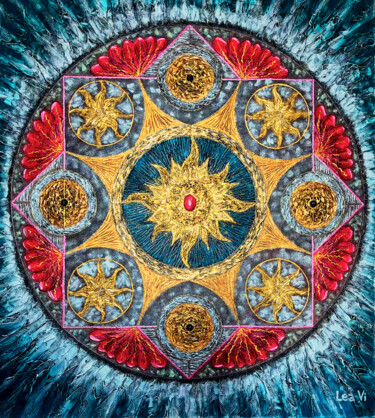 The Mandala of Harmony and Balance 绘画 标题为“The Mandala of Harm…” 由Léa Vi, 原创艺术品, 丙烯 安装在木质担架架上
