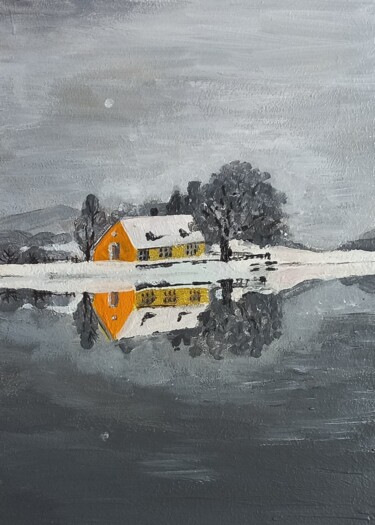 绘画 标题为“A house near the la…” 由Miroslava Samoshkina, 原创艺术品, 丙烯