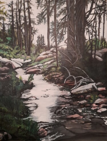 Malerei mit dem Titel "Forêt en hivers" von Céline Azeau, Original-Kunstwerk, Acryl
