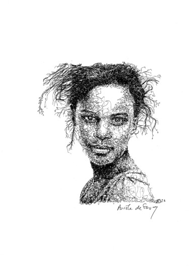 Dessin intitulée "Aïcha" par Aurèle De Fouay, Œuvre d'art originale, Encre