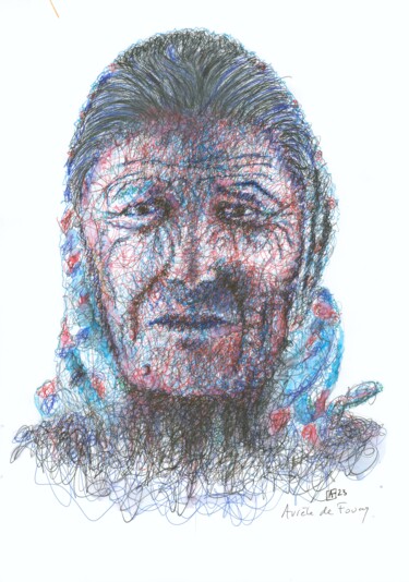Dessin intitulée "Ibolya" par Aurèle De Fouay, Œuvre d'art originale, Encre