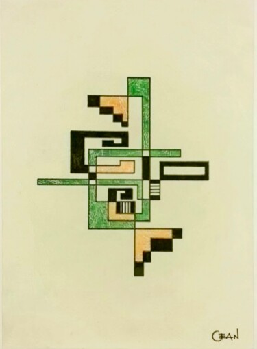 图画 标题为“Geometric abstract…” 由Cesare Andreoli, 原创艺术品, 墨