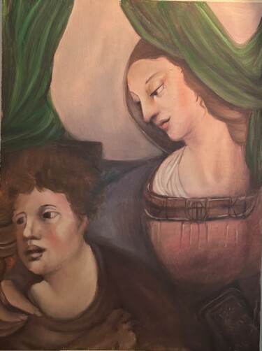 绘画 标题为“Madonna con bimbo e…” 由Mattia Torre (ATM), 原创艺术品, 油 安装在木板上