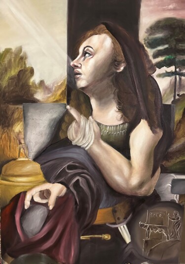 Pittura intitolato "Allegoria della Pat…" da Mattia Torre (ATM), Opera d'arte originale, Olio Montato su Telaio per barella…