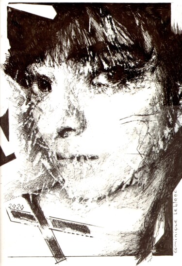 Dessin intitulée "Takako Ikehata" par Dominique Leblanc, Œuvre d'art originale, Encre