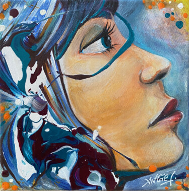 Schilderij getiteld "Stella" door Angie F., Origineel Kunstwerk, Acryl Gemonteerd op Frame voor houten brancard