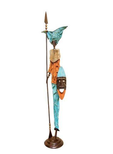Escultura titulada "Femme guerrière" por Ismaél Salim Patindé Kourba, Obra de arte original, Bronce