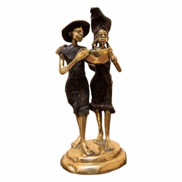 Escultura titulada "L’union" por Ismaél Salim Patindé Kourba, Obra de arte original, Bronce