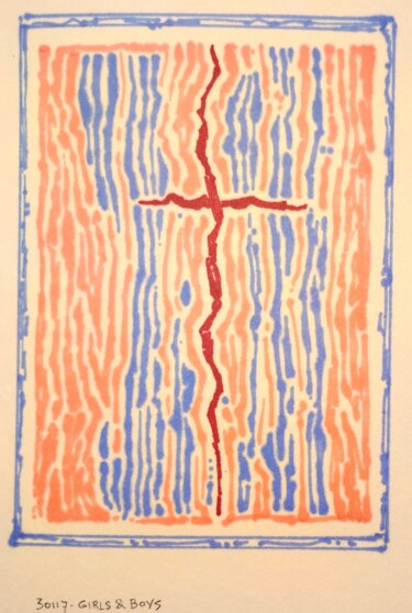 Tekening getiteld "Girls & Boys" door Milto Sideris, Origineel Kunstwerk, Marker