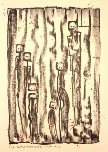 Tekening getiteld "Family with good in…" door Milto Sideris, Origineel Kunstwerk, Marker