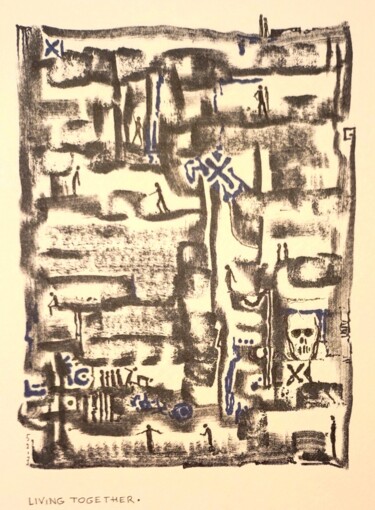 Dessin intitulée "Living together" par Milto Sideris, Œuvre d'art originale, Marqueur