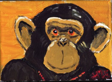 Malerei mit dem Titel "Strenges  Äffchen" von Dieter Hamm, Original-Kunstwerk, Acryl