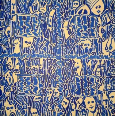 Desenho intitulada "Squarexpressions-5" por Milto Sideris, Obras de arte originais, Marcador