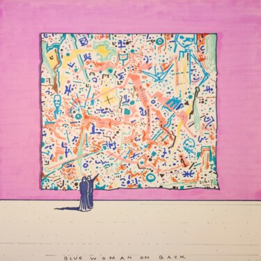 제목이 "Blue woman on back"인 그림 Milto Sideris로, 원작, 마커