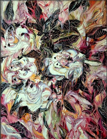 绘画 标题为“PEONIES II” 由Sonja Brzak, 原创艺术品, 油 安装在木质担架架上