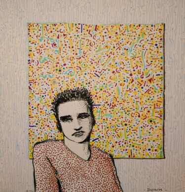 Drawing titled "Down" by Milto Sideris, Original Artwork, Marker