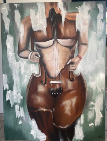 Femme violon 绘画 标题为“Femme violon” 由Elodie Lavey, 原创艺术品, 丙烯 安装在木质担架架上