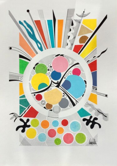 Dessin intitulée "25 002 Cercle magiq…" par Pascal Cavalli, Œuvre d'art originale, Acrylique