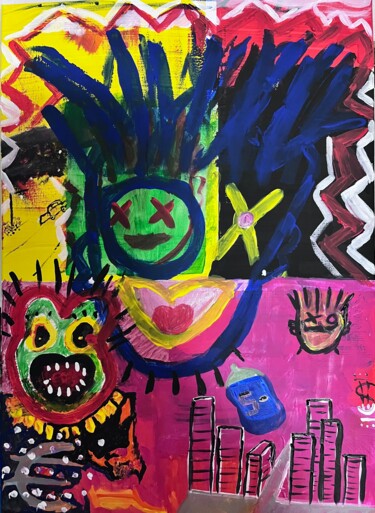 Peinture intitulée "Sub-Urban" par Rochedy Gauthier, Œuvre d'art originale, Acrylique Monté sur Châssis en bois