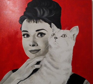 Schilderij getiteld "Audrey Hepburn" door Emanuela Vergine, Origineel Kunstwerk, Acryl
