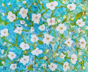 Pittura intitolato "Waltz of Orchids" da Mk Mk, Opera d'arte originale, Olio Montato su Telaio per barella in legno