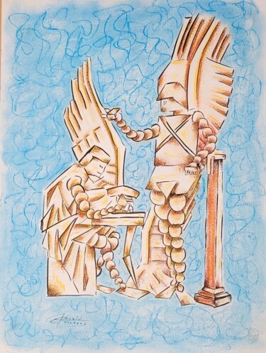 图画 标题为“Les ailes de Pégase…” 由Gerald Groshens, 原创艺术品, 标记