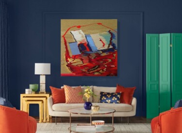 Textile Art titled "Passion" by Olga Tabun, Original Artwork, Tapestry Mounted on Wood Stretcher frame