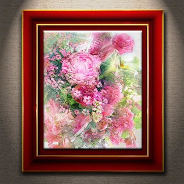 Arts numériques intitulée "ROSES PIVOINES (toi…" par Pix-Peinture Kabuki, Œuvre d'art originale