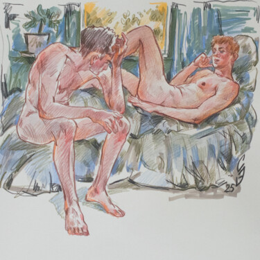 "Morning conversatio…" başlıklı Resim Sergey Sovkov tarafından, Orijinal sanat, Suluboya