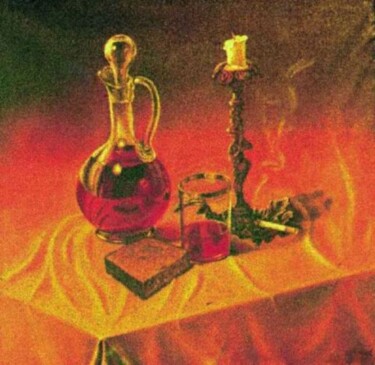 Stilllife with the Candlestick 2 /Натюрморт с подсвечником 2 Painting titled "Stilllife with the…" by Vladimir Abaimov, Original Artwork, Oil
