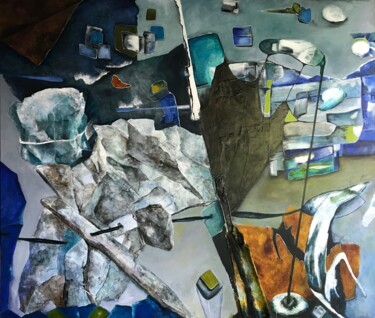 Painting titled "GLISSEMENT VERS DEM…" by Odette Gauvreau, Original Artwork, Acrylic Mounted on Wood Stretcher frame