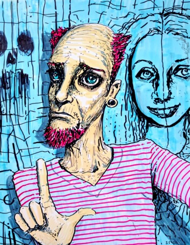 Tekening getiteld "Regular visitor - 2" door Milto Sideris, Origineel Kunstwerk, Marker