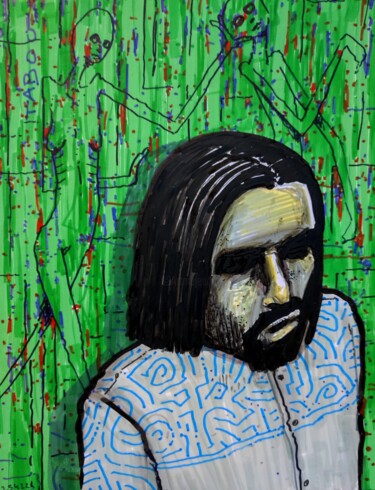 Tekening getiteld "Regular visitor - 5" door Milto Sideris, Origineel Kunstwerk, Marker