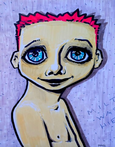 Tekening getiteld "Regular visitor - 11" door Milto Sideris, Origineel Kunstwerk, Marker