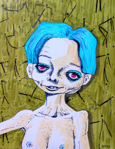 Desenho intitulada "Regular visitor - 17" por Milto Sideris, Obras de arte originais, Marcador