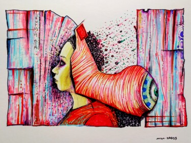 Dibujo titulada "Big sister" por Milto Sideris, Obra de arte original, Rotulador