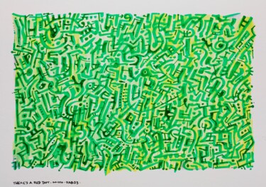 Drawing titled "There's a red dot" by Milto Sideris, Original Artwork, Marker